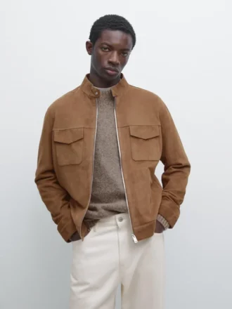 Giacca in pelle scamosciata