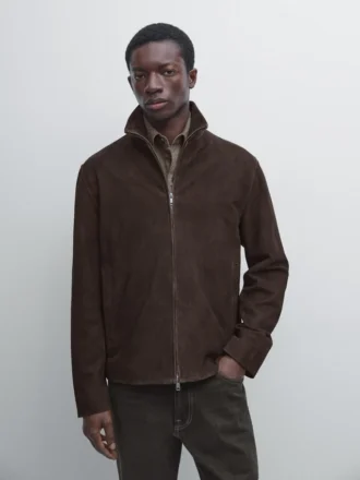 Giacca in pelle scamosciata