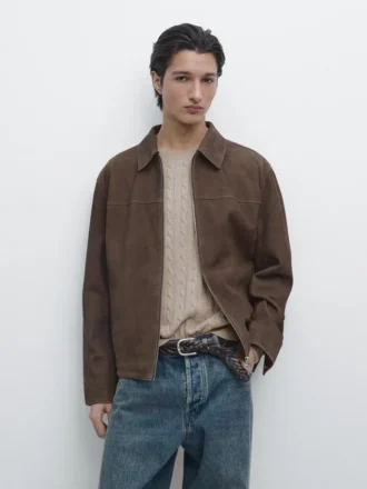 Giacca in pelle scamosciata