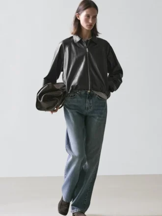 Giacca oversize in pelle nappa