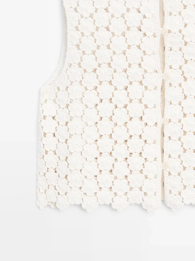 Gilet all’uncinetto in cotone con dettagli floreali Gilet all’uncinetto in cotone con dettagli floreali