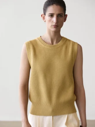 Gilet in maglia di cotone con collo a giro