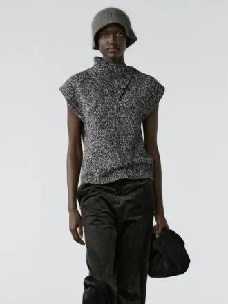 Gilet in maglia Moulina con dettaglio sul colletto