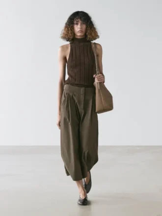 Gonna midi con pieghe a cannuccia