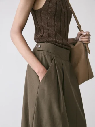 Gonna midi con pieghe a cannuccia