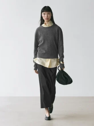 Gonna midi dritta in misto lino