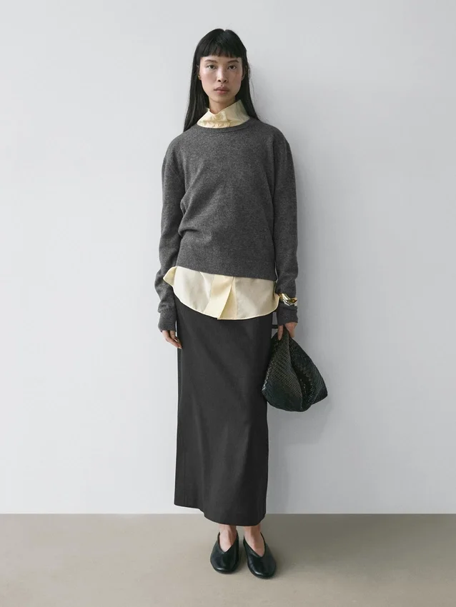 Gonna midi dritta in misto lino Gonna midi dritta in misto lino