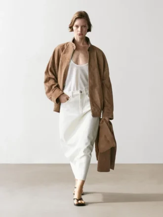 Gonna midi in denim dalla vestibilità a campana