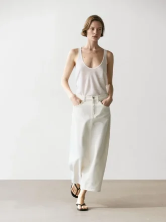 Gonna midi in denim dalla vestibilità a campana