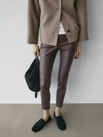 Leggings in pelle nappa