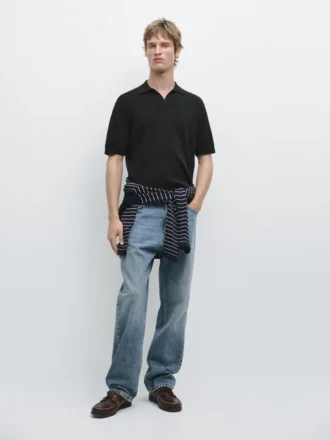 Maglia polo a trecce