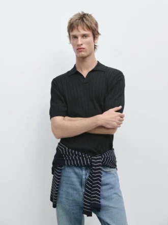 Maglia polo a trecce