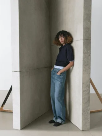 Maglia polo in misto lana