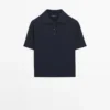 Maglia polo in misto lana