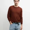 Maglione a girocollo in maglia di lino e cashmere