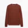 Maglione a girocollo in maglia di lino e cashmere