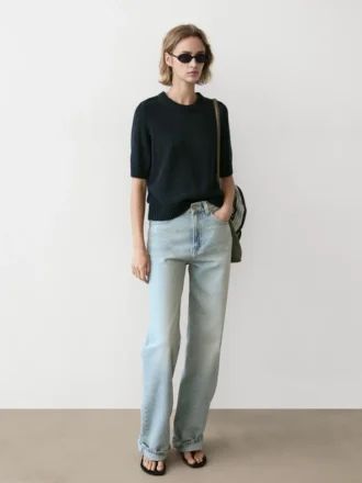 Maglione a maglia a maniche corte