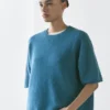 Maglione a maniche corte in maglia mista alpaca