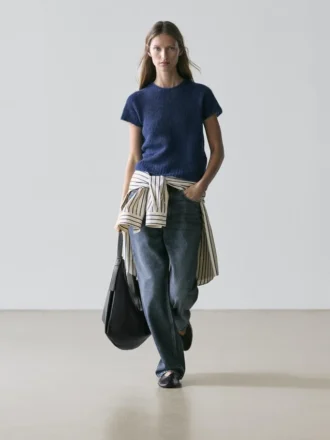 Maglione a maniche corte in misto alpaca