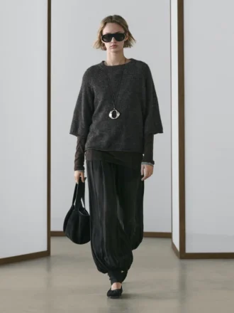 Maglione a maniche raglan in maglia mista alpaca e lana