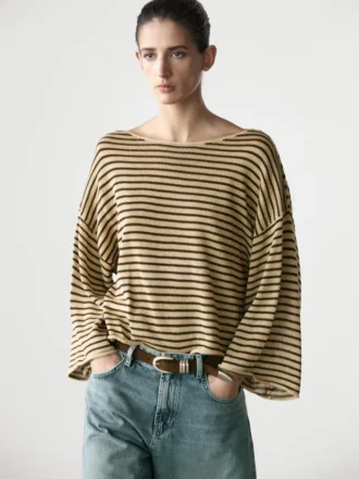 Maglione a righe in maglia 100% cotone