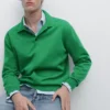 Maglione con collo a polo in maglia di cotone