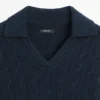Maglione con collo a polo in maglia mista cotone