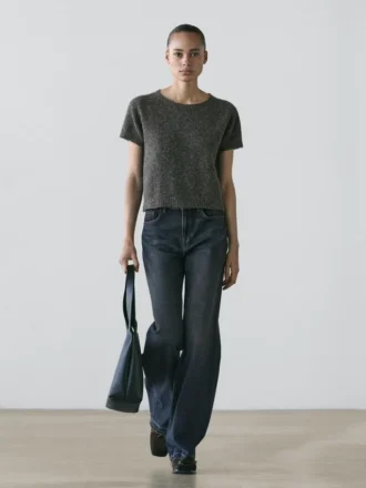 Maglione corto in maglia di alpaca e lana