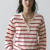 Maglione Henley in maglia di cotone a righe