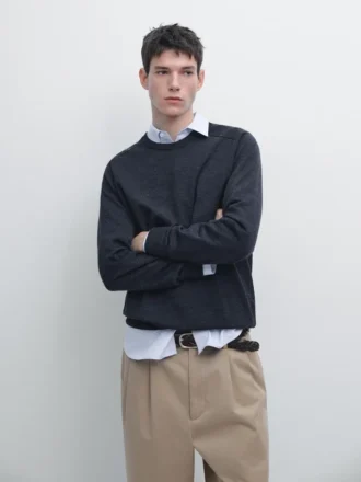 Maglione in maglia a girocollo in lana merino