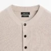 Maglione in maglia di cotone con collo Henley