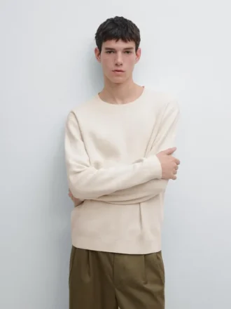 Maglione in maglia di cotone con collo rotondo