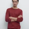 Maglione in maglia di cotone con collo rotondo