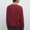 Maglione in maglia di cotone con collo rotondo