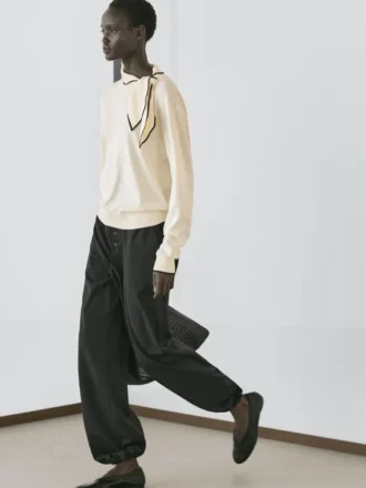 Maglione in maglia di cotone con dettaglio a sciarpa