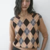 Maglione in maglia di cotone con motivo argyle