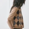 Maglione in maglia di cotone con motivo argyle