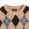 Maglione in maglia di cotone con motivo argyle