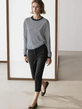 Maglione in maglia di cotone e seta a righe