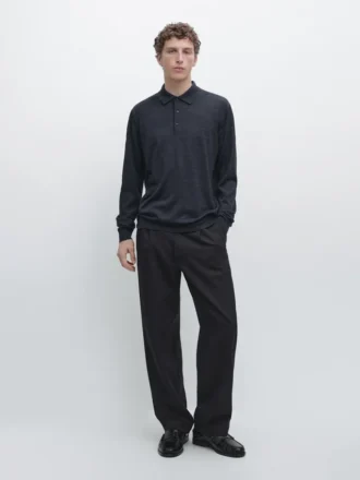 Maglione in maglia di lana con collo a polo