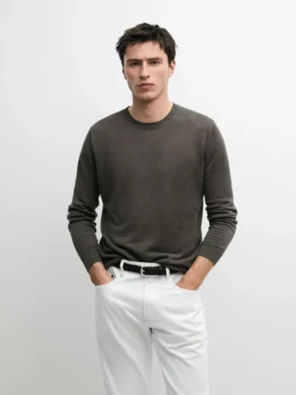 Maglione in maglia di lino con collo a giro