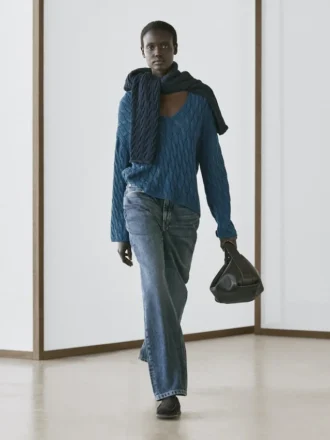 Maglione in maglia mista cotone con dettagli annodati