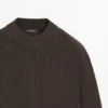 Maglione in maglia mista cotone con finto collo alto