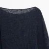 Maglione in maglia mista cotone con scollo a barchetta