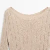 Maglione in maglia mista cotone con scollo a barchetta