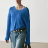 Maglione in maglia mista cotone con scollo a V