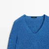 Maglione in maglia mista cotone con scollo a V