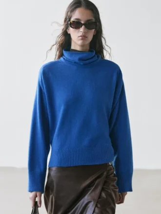 Maglione in maglia mista lana con collo alto