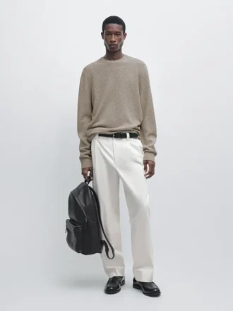 Maglione in maglia moulina di cotone e lino