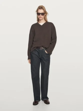 Maglione oversize a V in maglia